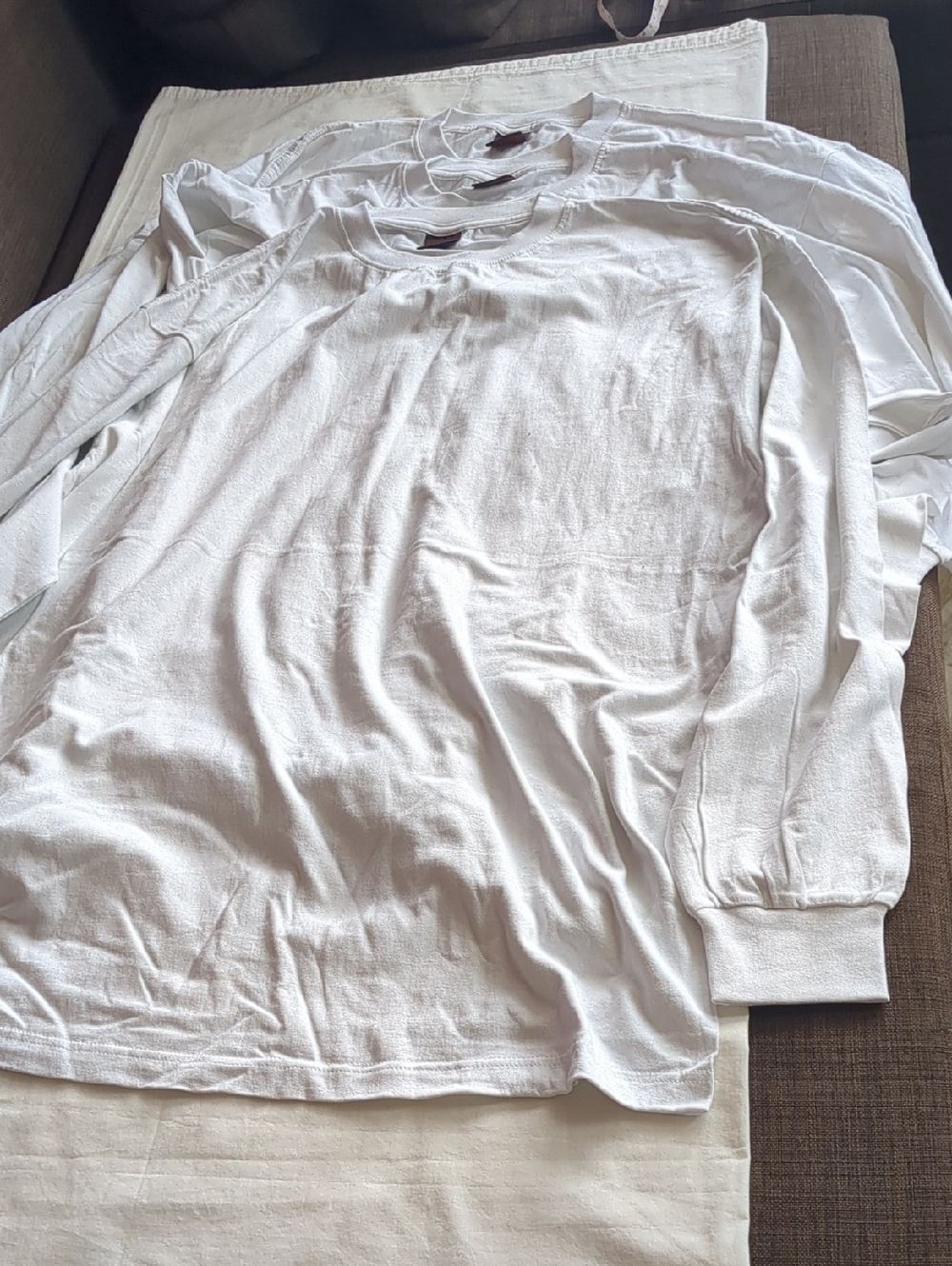 Men's New Bundle Long-Sleeve White Crewneck 100% Cotton Shirt Set Of 3 Size 4X